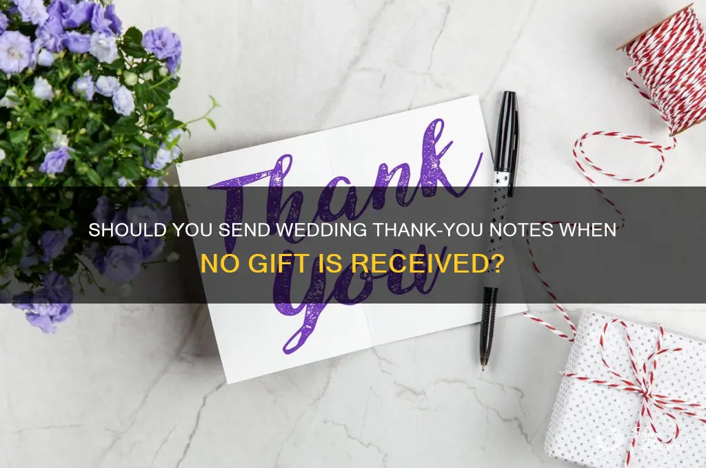 do you send wedding thank you if no gift