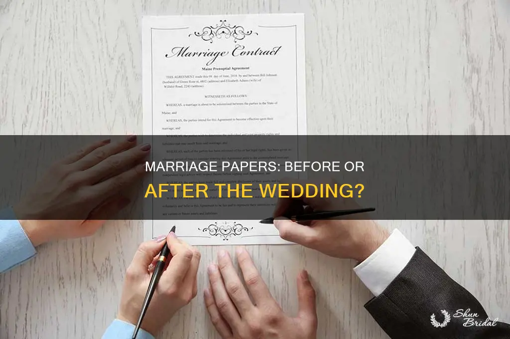 do you sign marriage papers before or after wedding