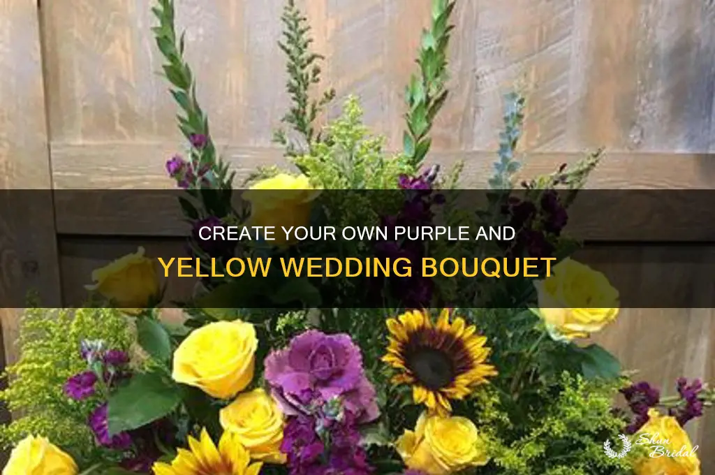 do your own wedding bouquet purple and yellow