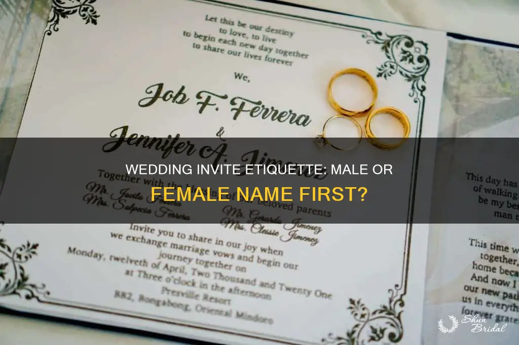 does male or female name go first on wedding invite