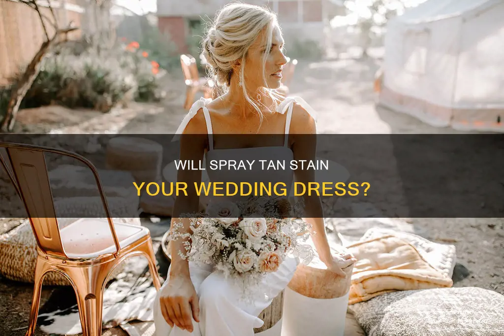 does spray tan come off on wedding dress