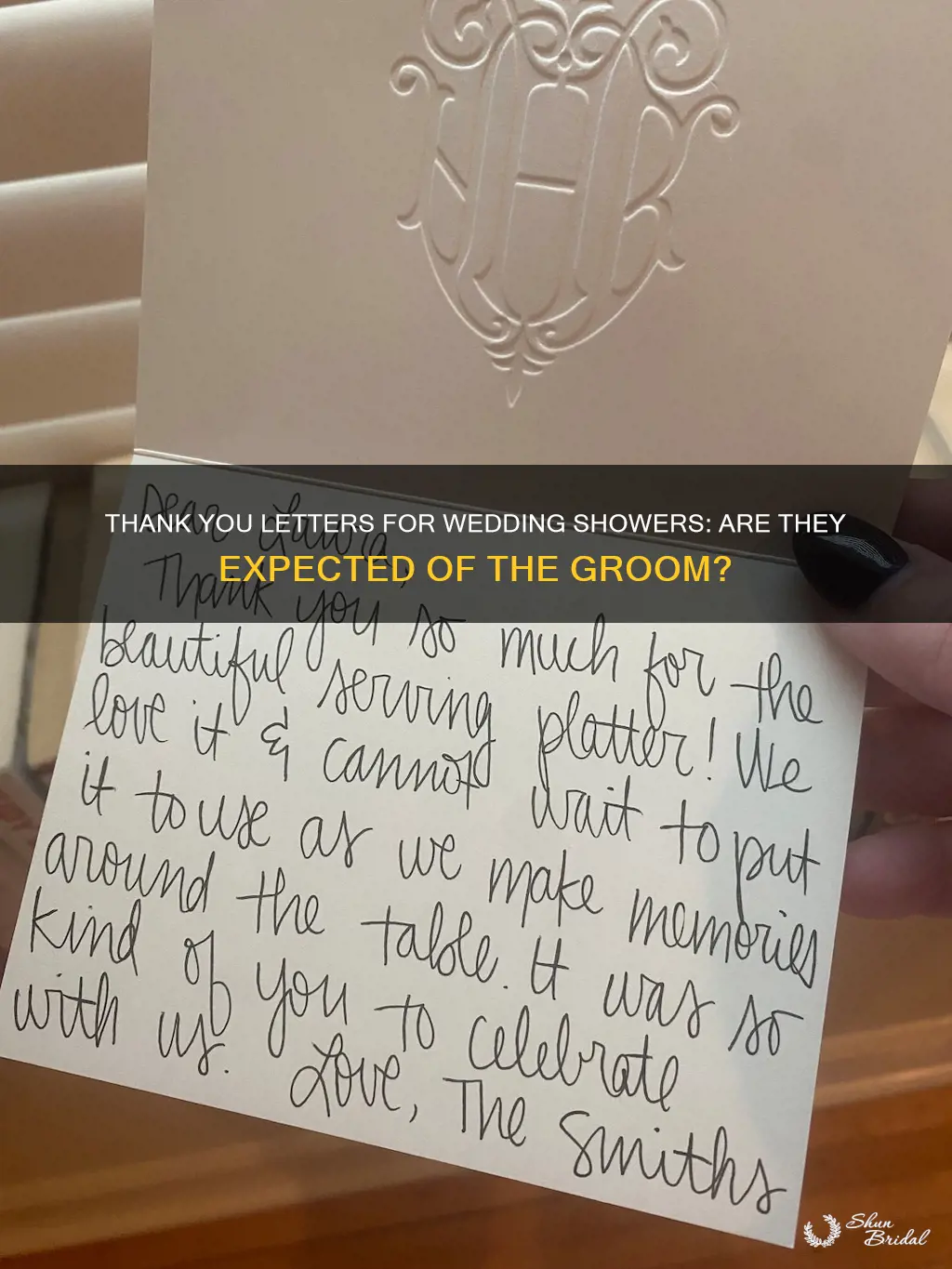 does the guy write thank you letters for wedding shower