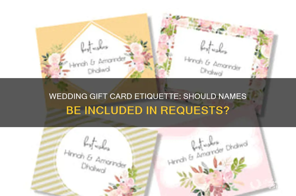 does the wedding gift card request show names