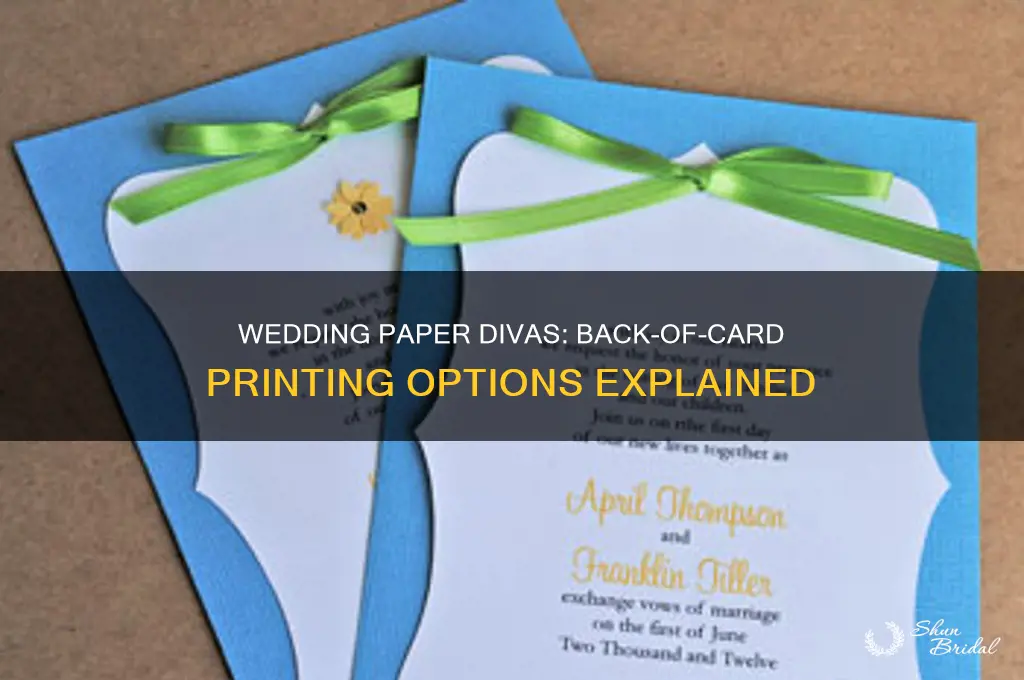 does wedding paper divas print on back of card