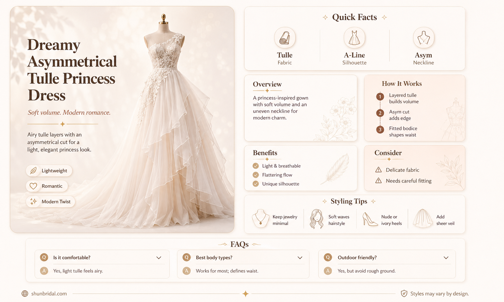 a-line princess sweetheart asymmetrical tulle wedding dress with lace beading