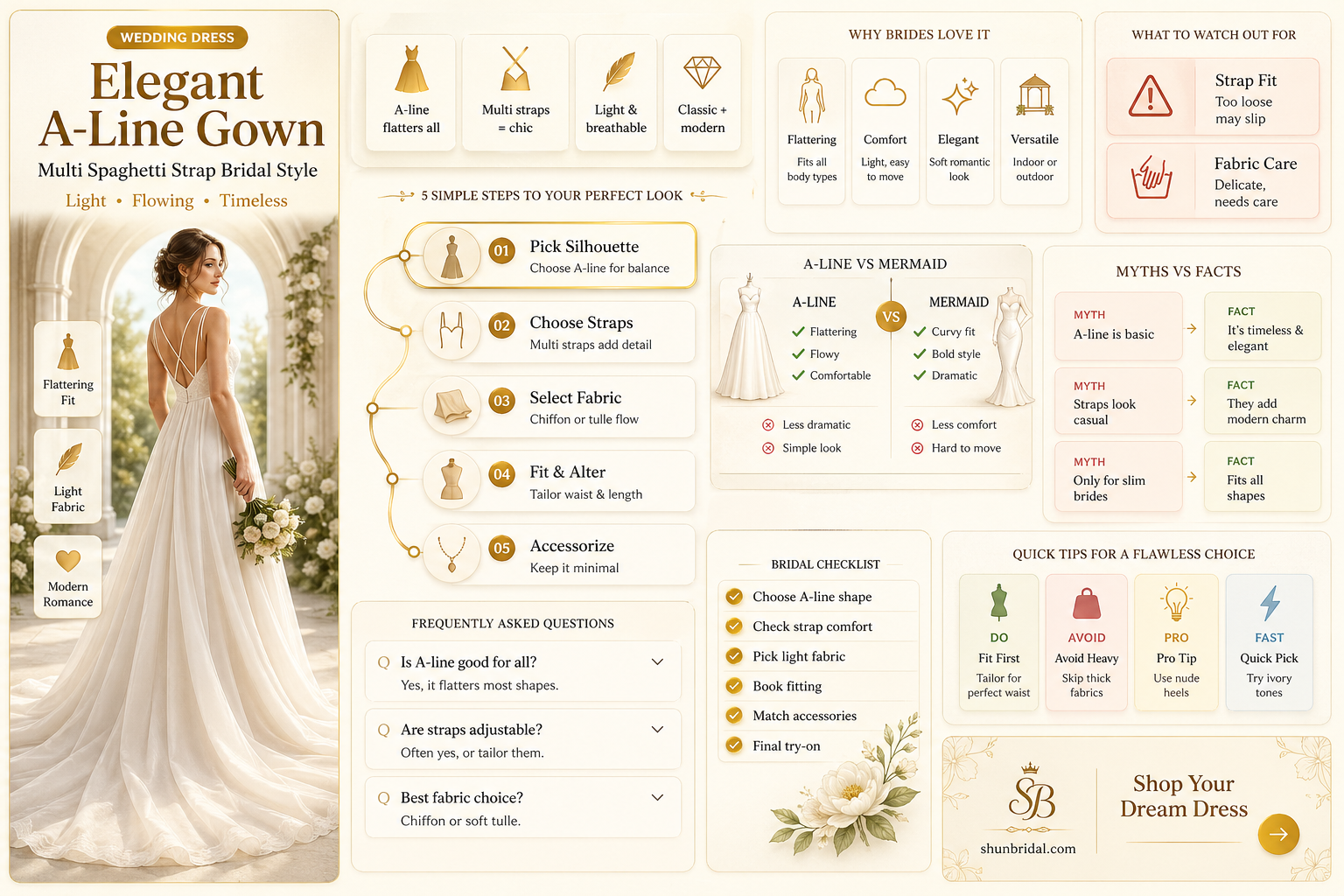 a-line multi spaghetti strap wedding gown
