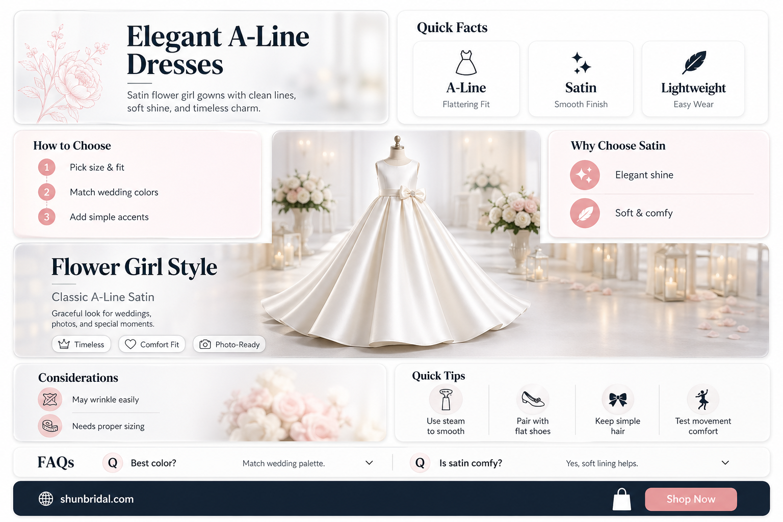 a-line satin flower girl dress