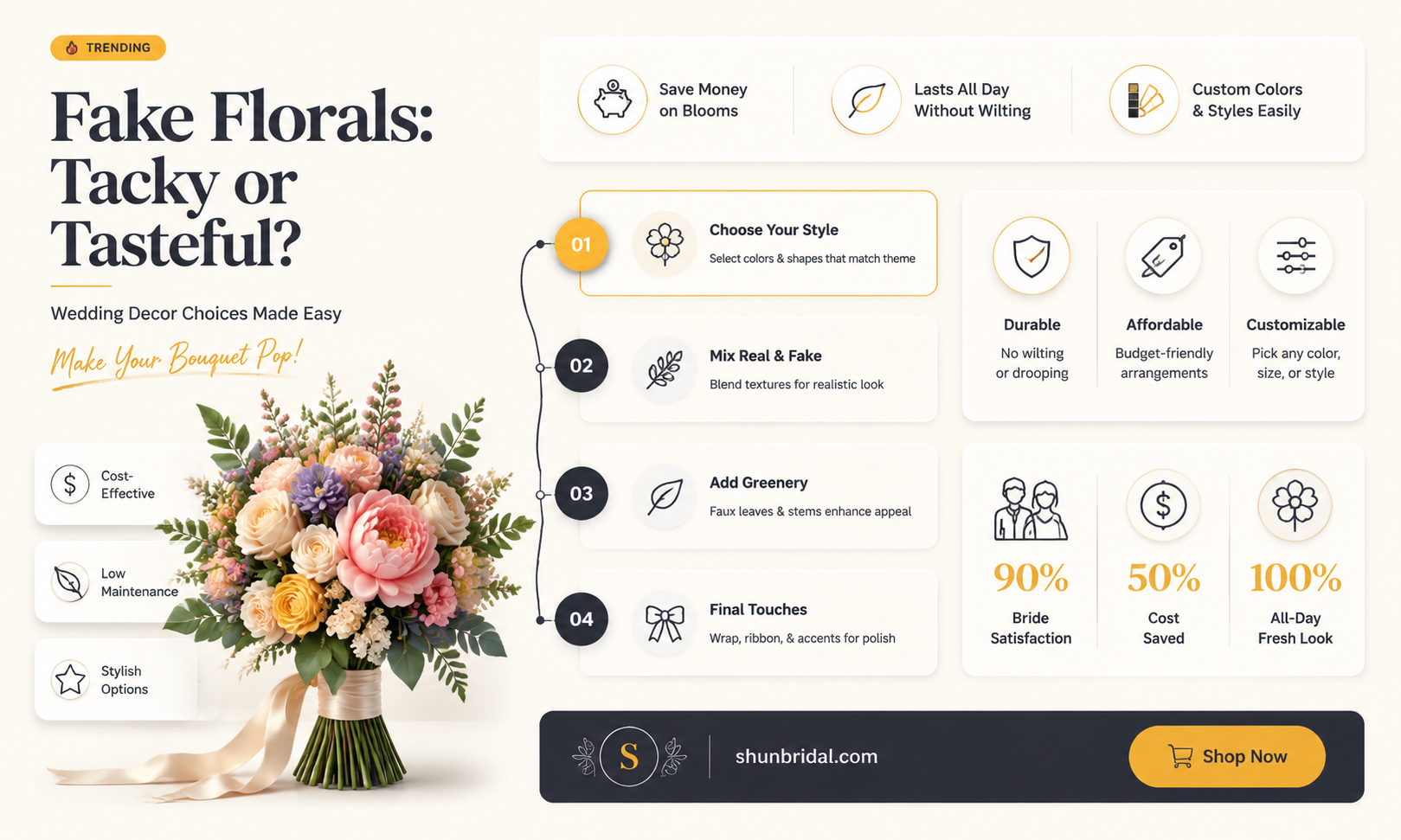 are fake florals tacky for a wedding