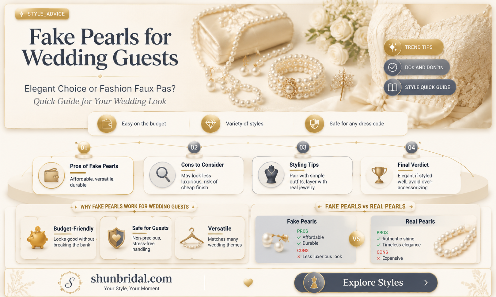 are fake pearls okay for a wedding guest
