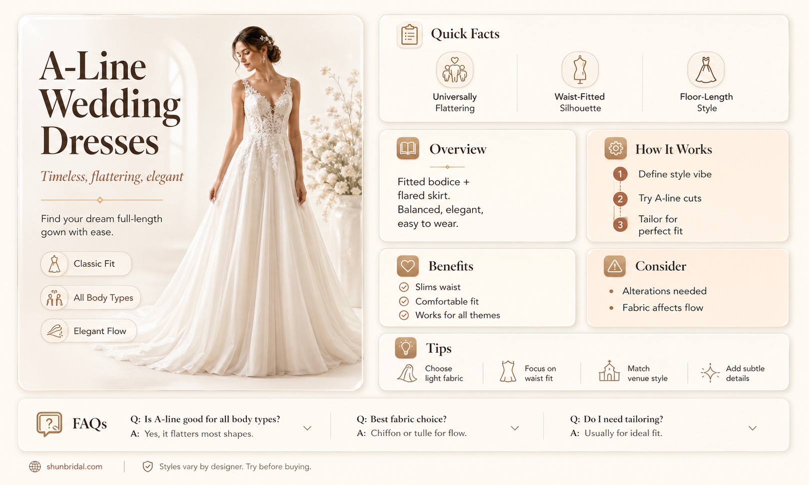 a-line full length wedding dresses