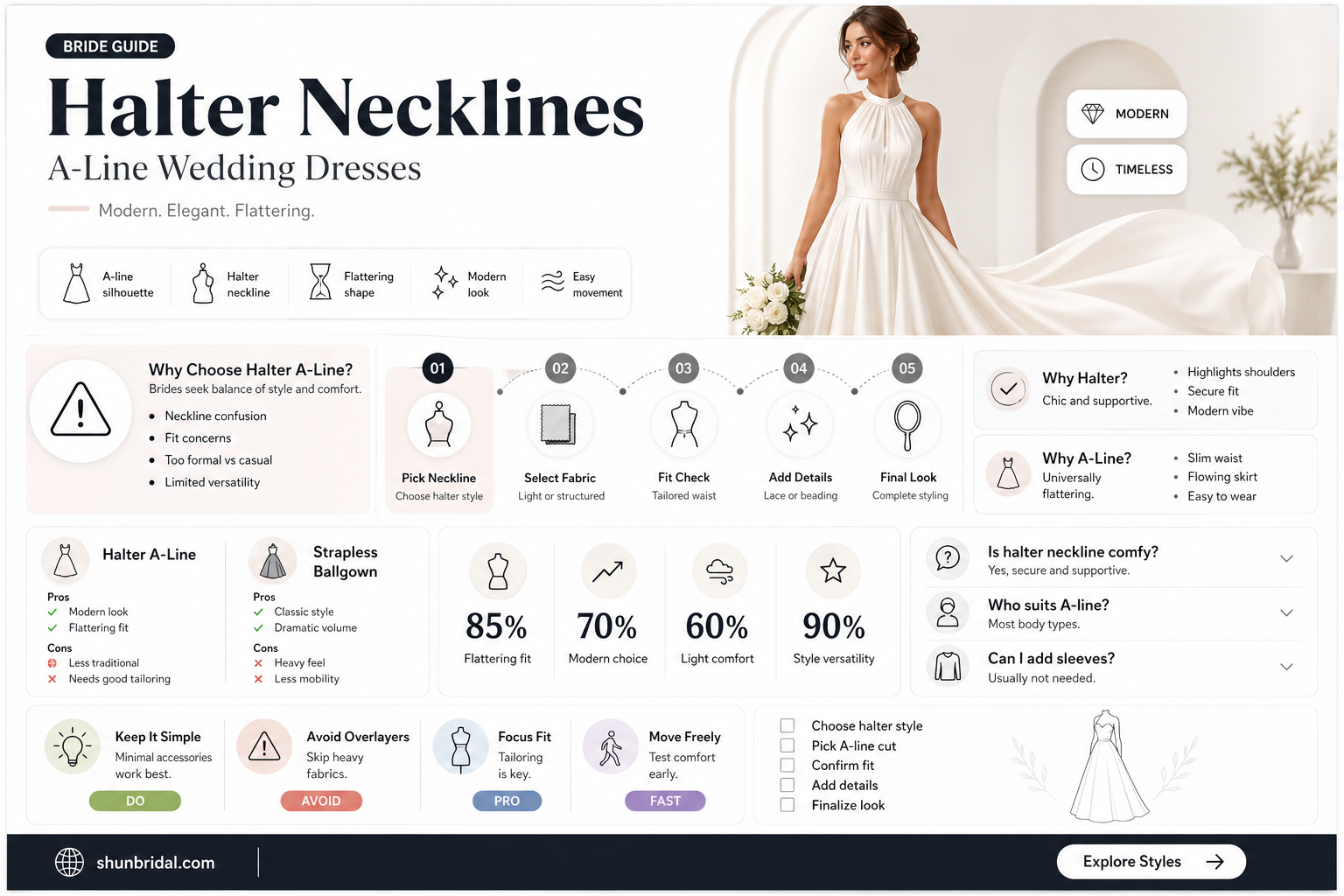 a-line halter neck wedding dress