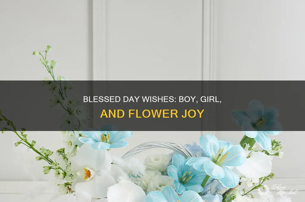 have a blessed day boy and girl with flower