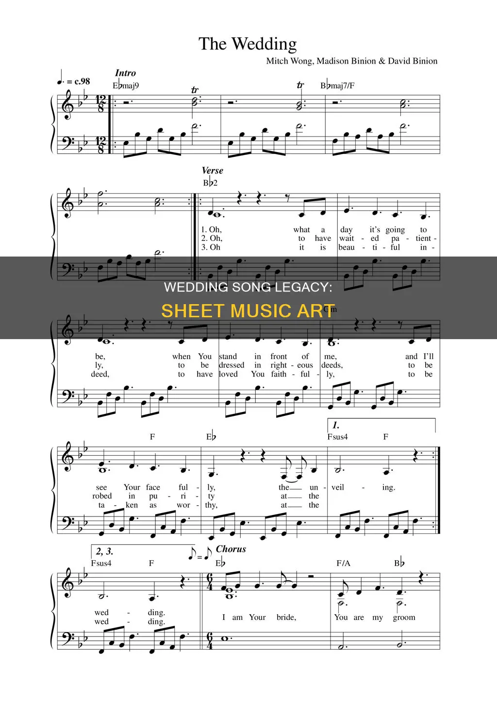 have wedding song made into sheet music art