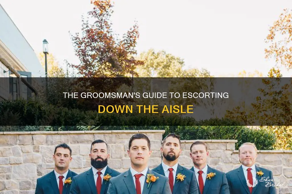 how a man escorts a wedding attendee down the aisle