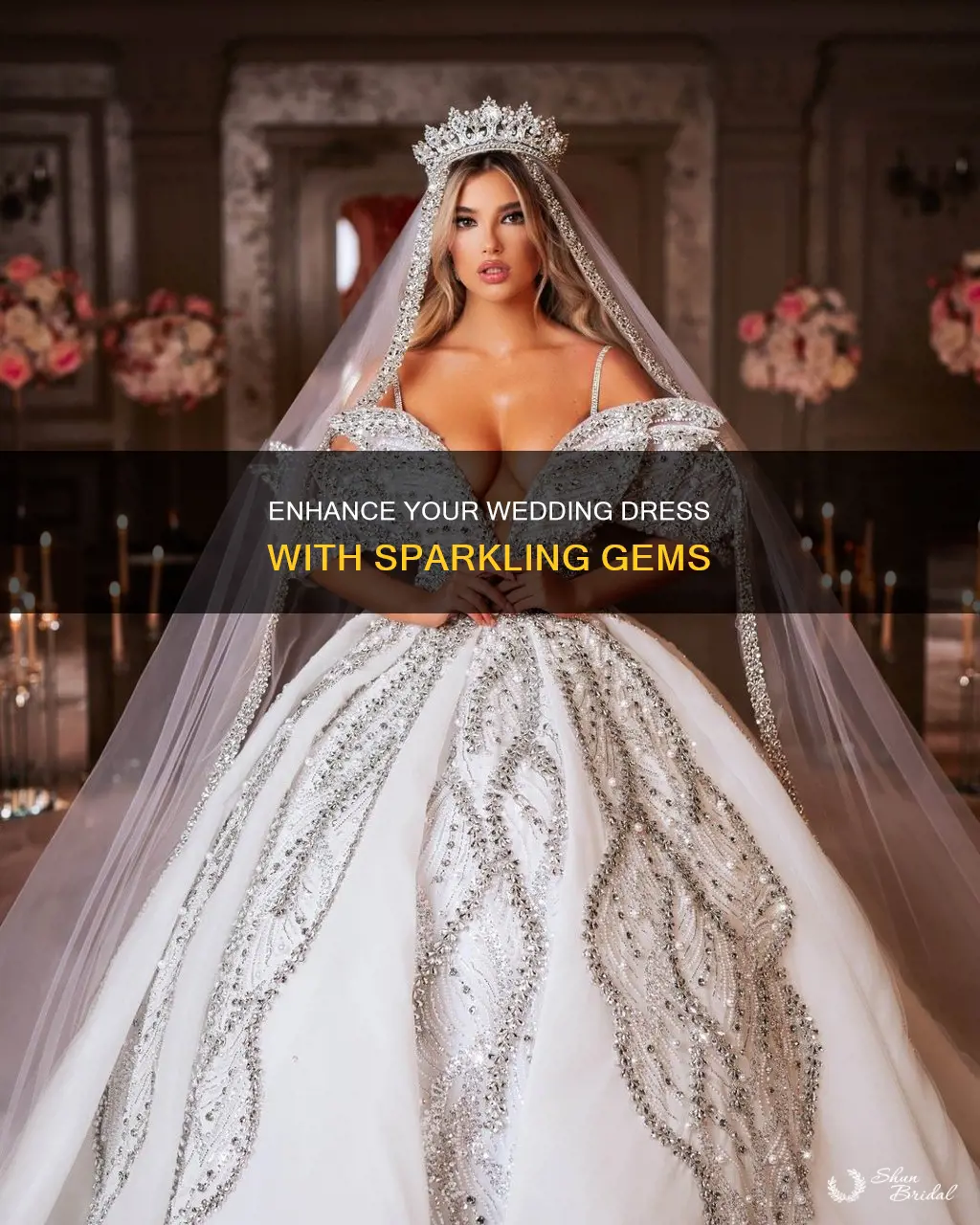 how can I add gems to my wedding dress