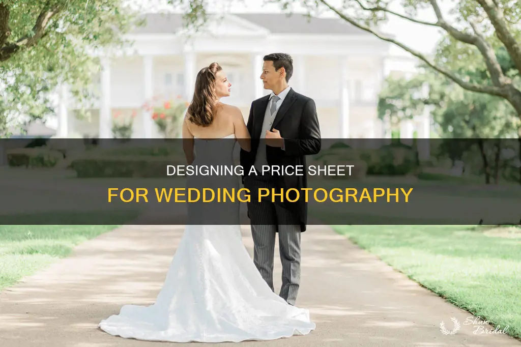 how do I design a price sheet wedding photography