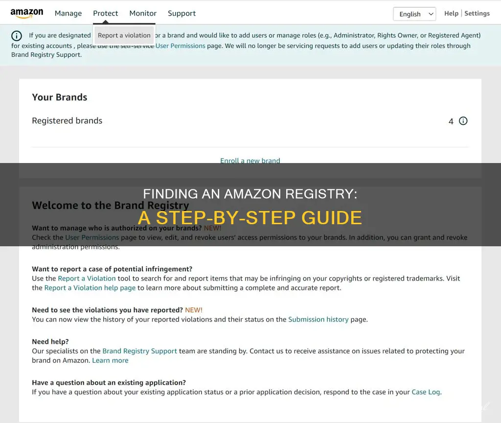 how do I find an amazon registry