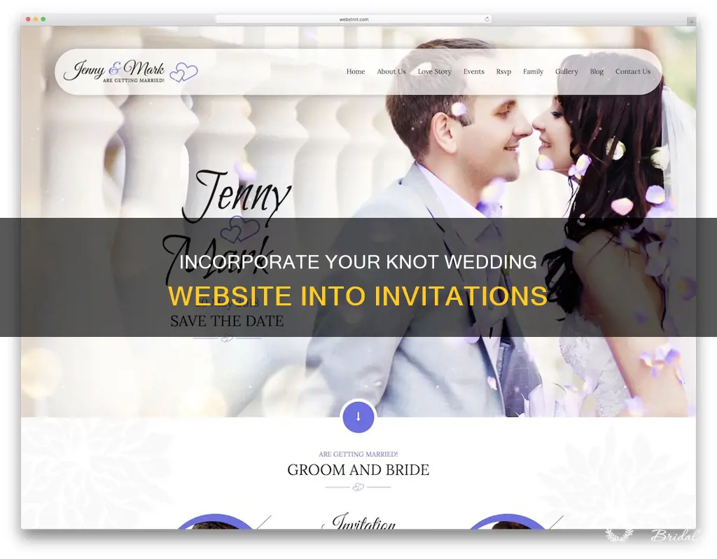 how do you add your knot wedding webite on invitation