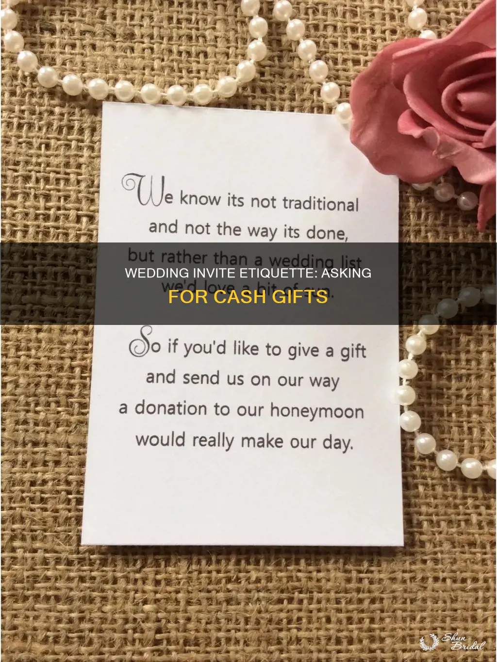 how do you ask for cash on a wedding invite