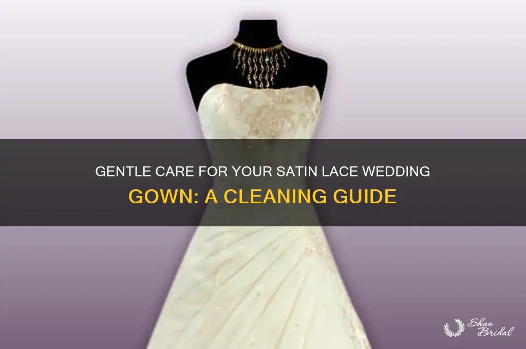 how do you clean a satin lace wedding gownl