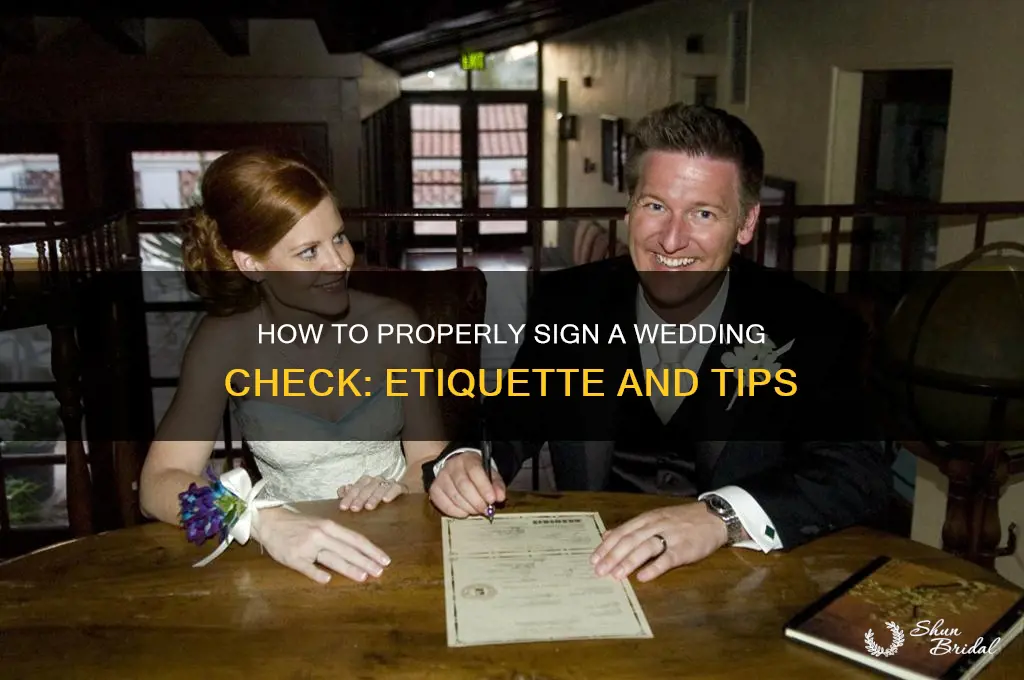 how do you sign a wedding check