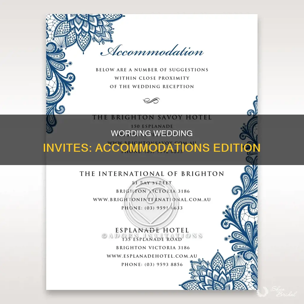 how do you word accomodations wedding invitation