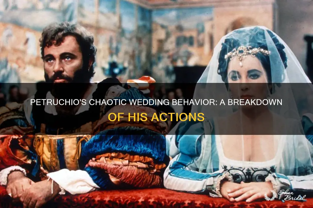 how does petruchio behave during the wedding ceremony