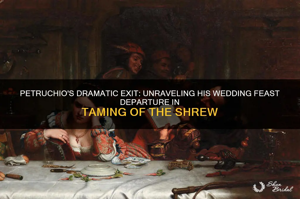 how does petruchio leave the wedding feast