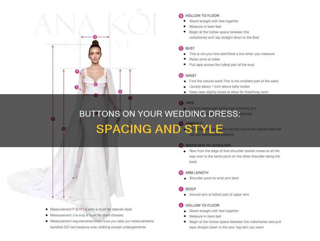 how far apart should buttons be on a wedding dress