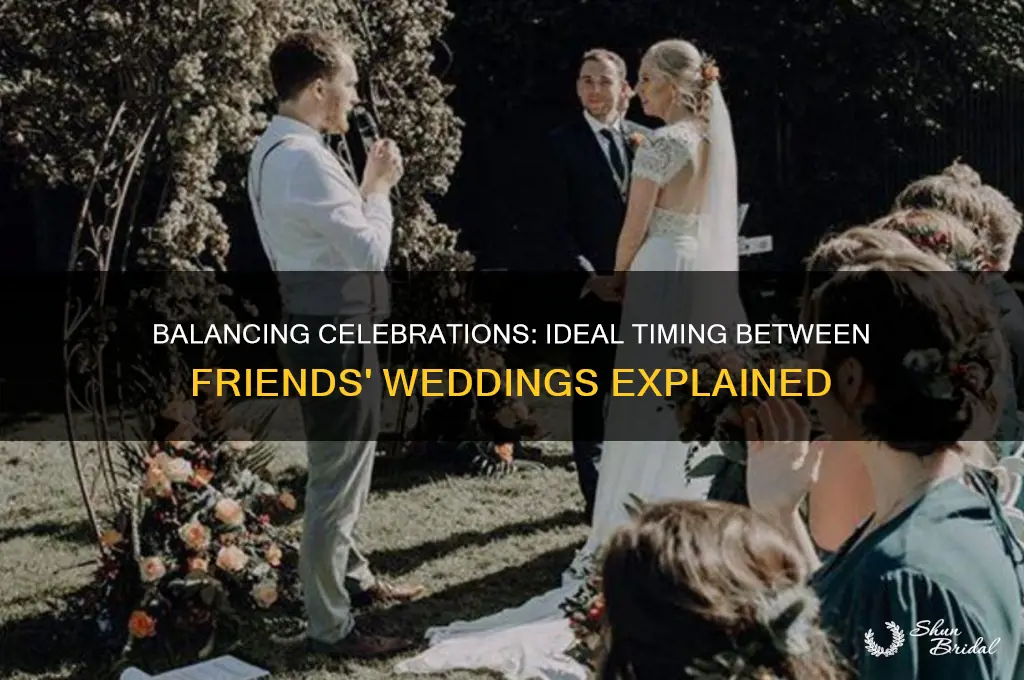 how far apart should friends weddings be