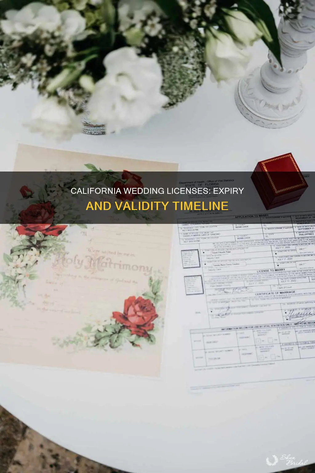 how long is a wedding license good for in California