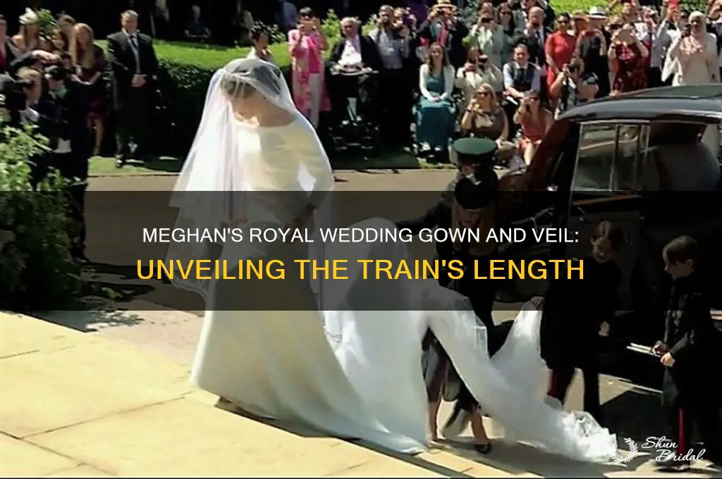 how long is the train on meghans gown and veil