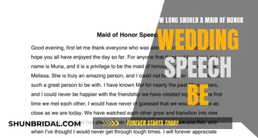 The Maid of Honor's Speech: Short and Sweet