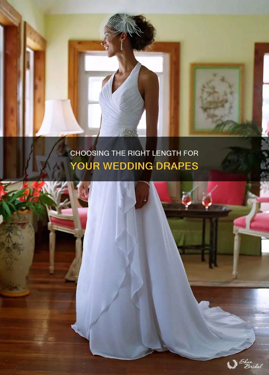 how long should backgound wedding drapes be from floor