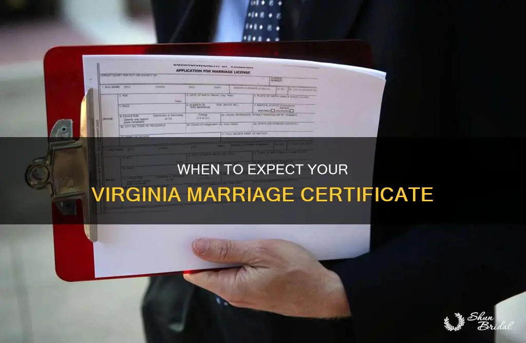 how long to get marriage certificate after wedding in Virginia