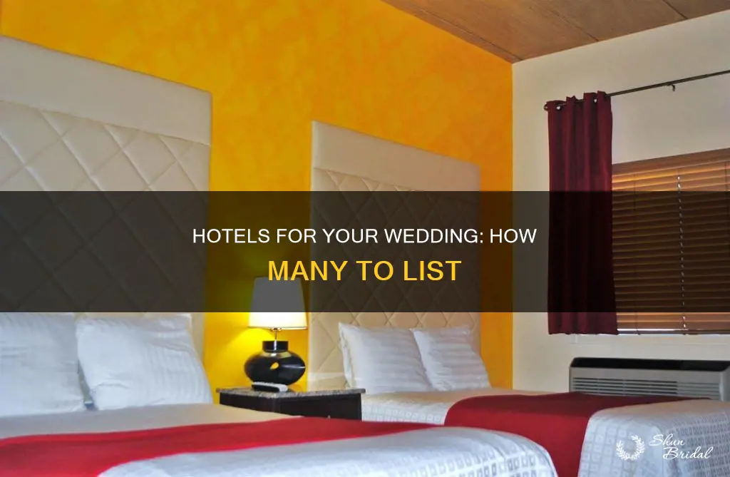 how many hotels should I put on wedding website