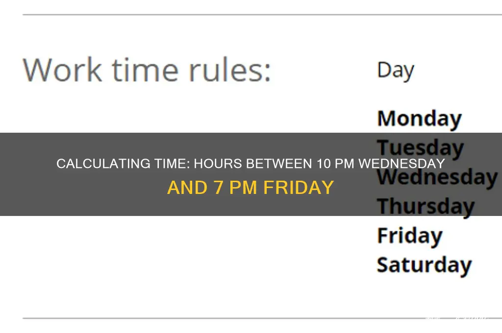 how many hours between 10pm wed and 7pm friday
