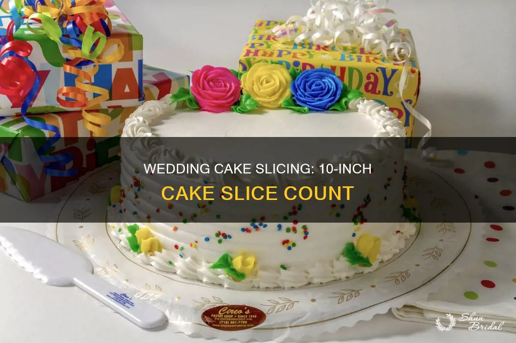 how many slices in a 10 inch round wedding cake