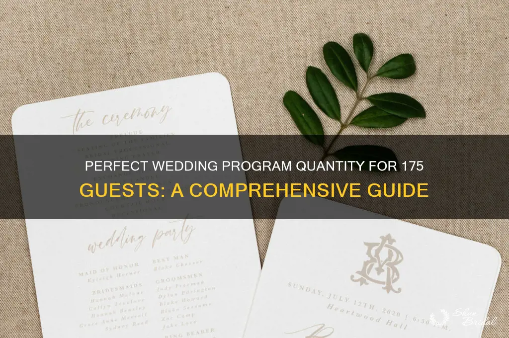 how many wedding programs for 175 guests