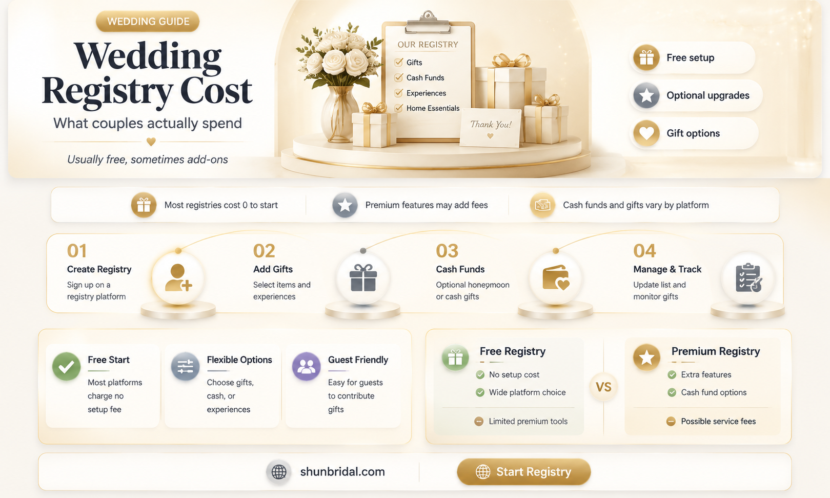 are there fees for wedding registry