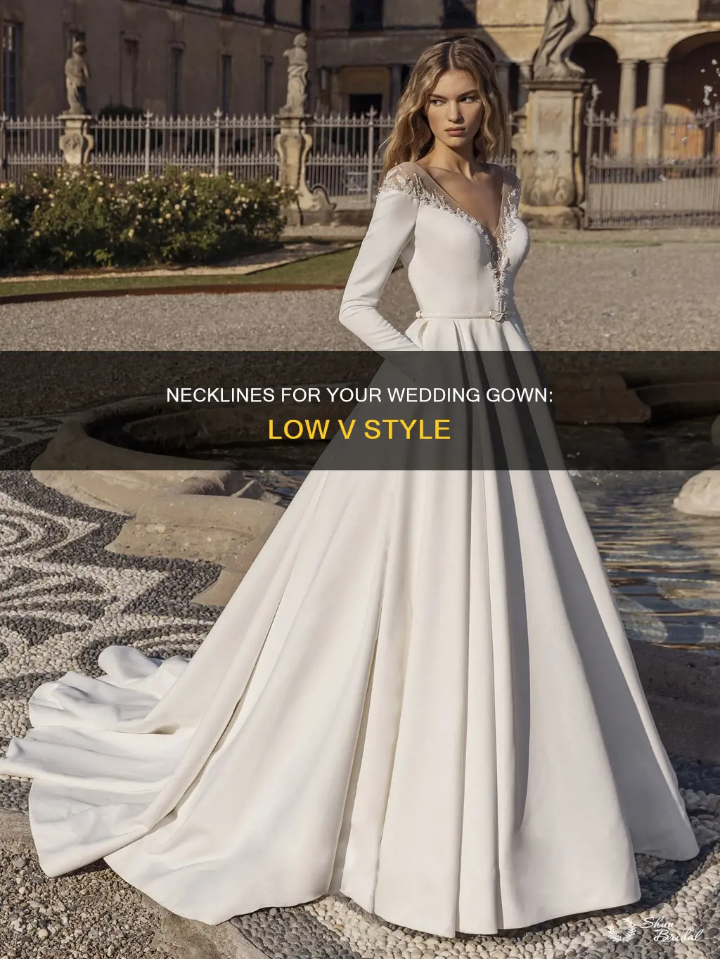 how neck low v wedding dress
