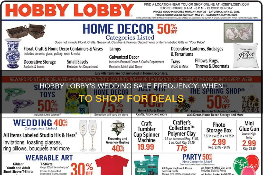 how often does hobby lobby have wedding sale