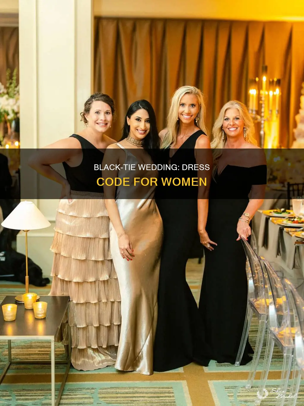 how should a woman dress for a black tie wedding