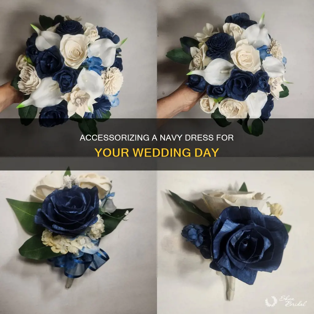 how to accessorize a navy blue dress for a wedding