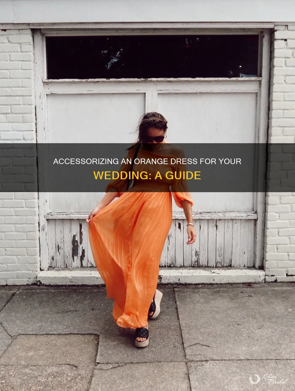 how to accessorize an orange dress for a wedding