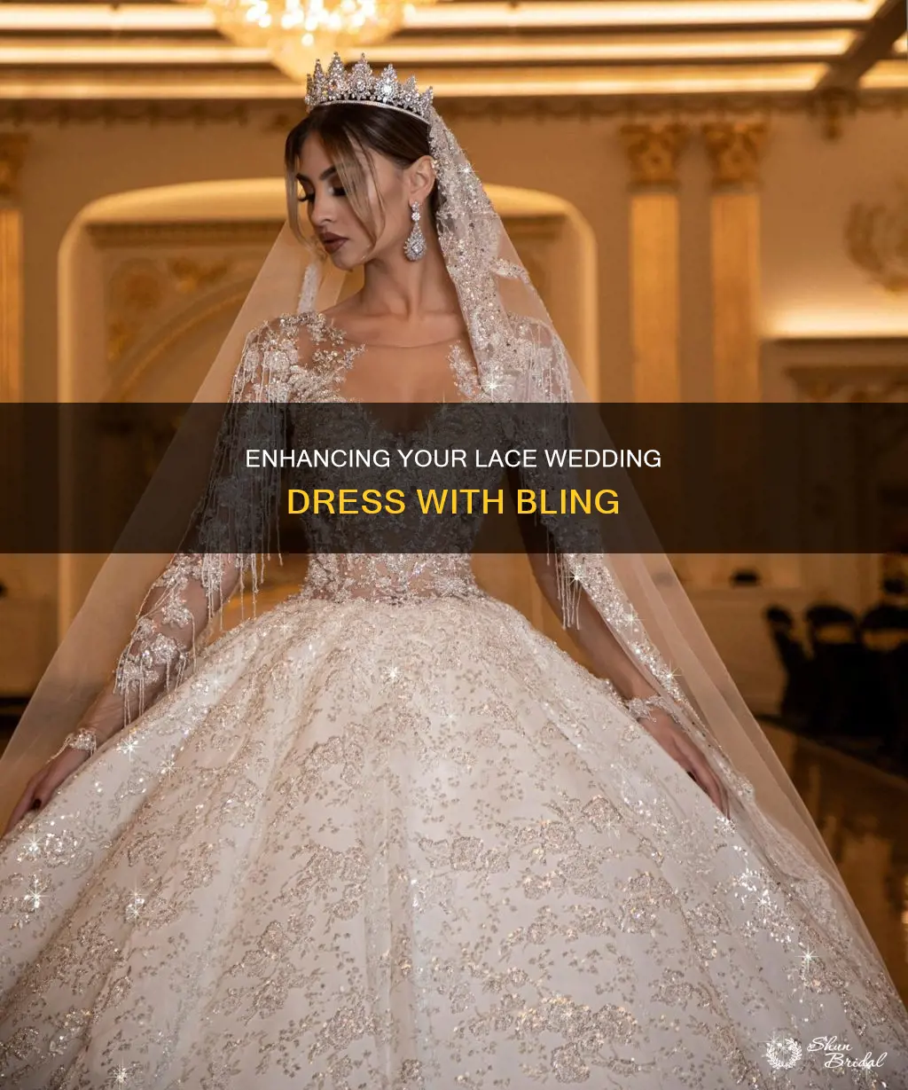 how to add bling to a lace wedding dress
