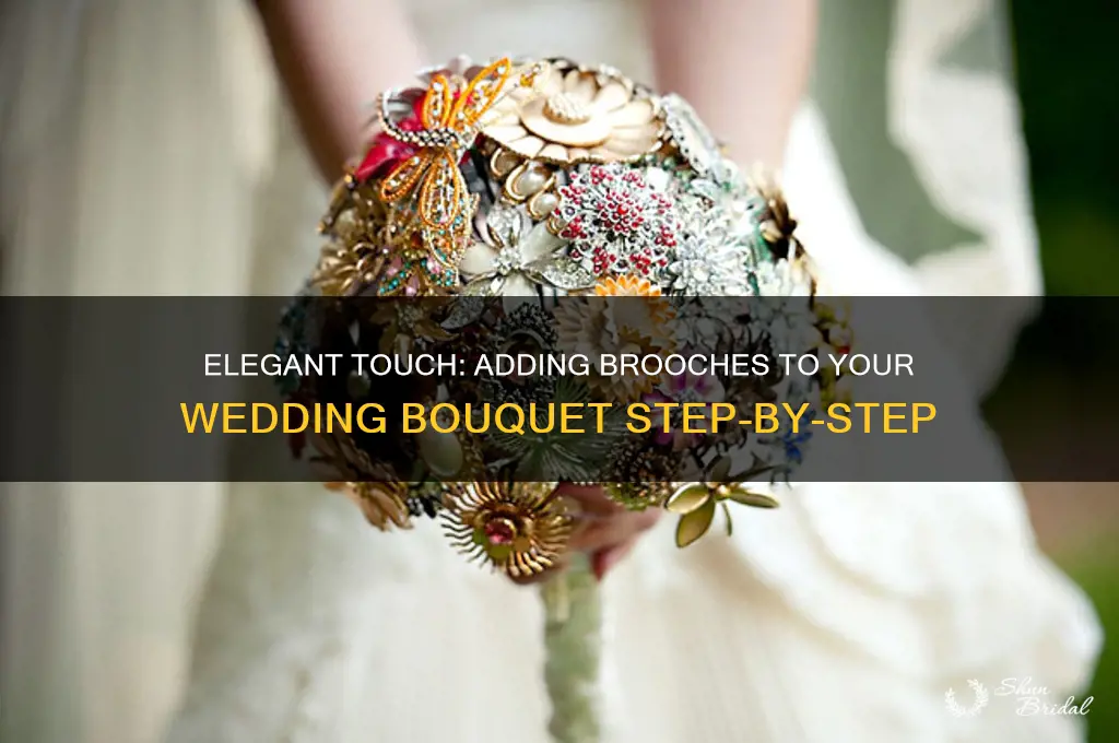 how to add brooches to a wedding bouquet