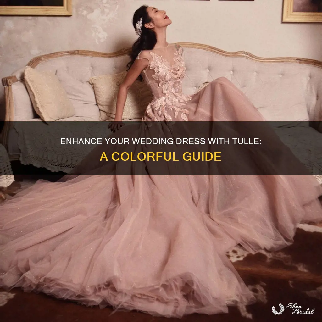 how to add colored tulle under wedding dress