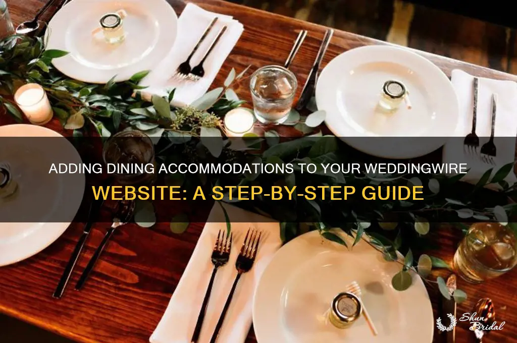 how to add dining accomadations to wedding wire website