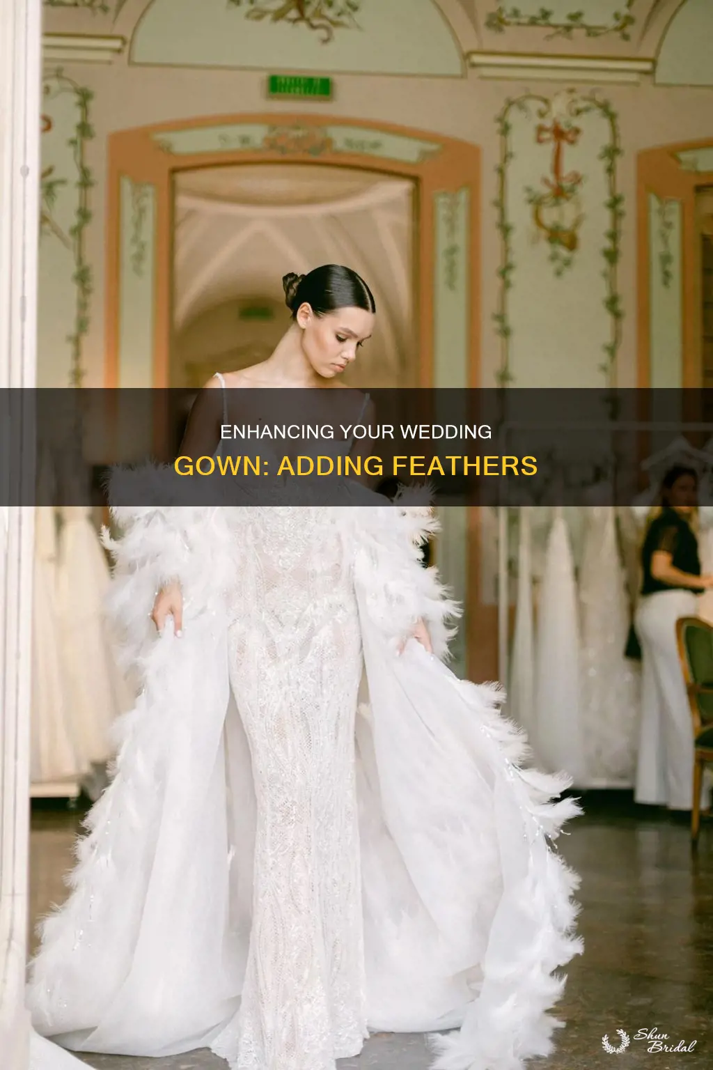 how to add feathers to a wedding dress